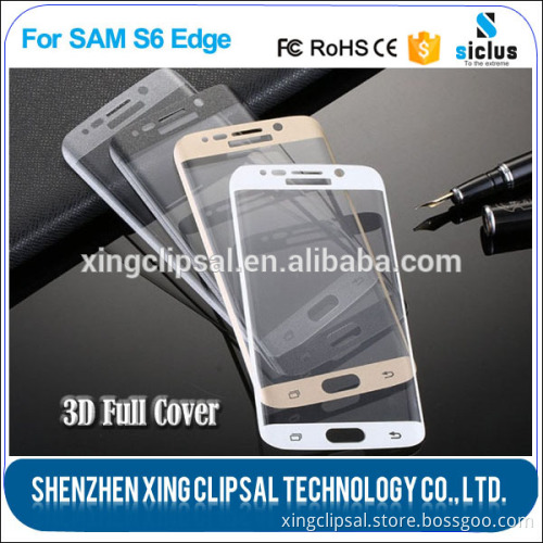 full screen 3D curved tempered glass screen protector for samsung galaxy s6 edge with retail box